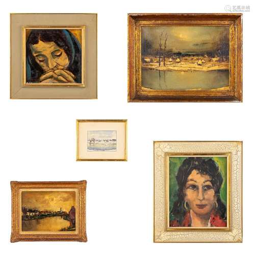 Achille LAMMENS (1888-1969) a collection of 5 paintings, oil...