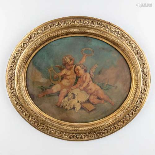 After Francois Boucher (1703-1770) 'Cherubs with white doves...