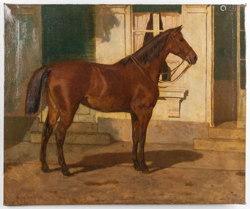 Aimé (Amand) VELGHE (1836-1870) 'Waiting Horse' oil on canva...