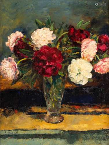 Albert STEEL (c.1915) 'Flowers' oil on canvas. 1952. (W: 50 ...