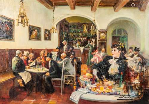 Alfredo PALMERO (1901-1991) 'Tavern' oil on canvas. (L: 81 x...