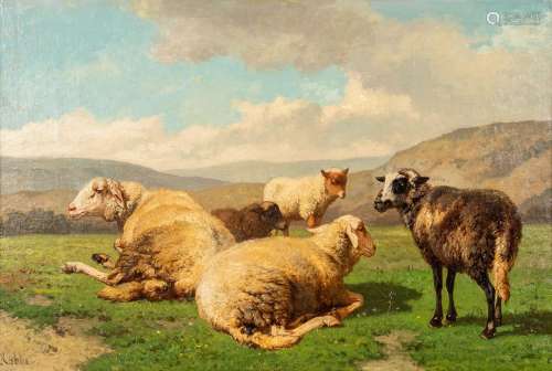 Louis ROBBE (1806-1887) 'The Black Sheep' a painting, oil on...