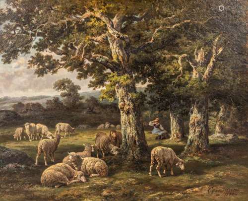 Charles Ferdinand CERAMANO (1829/31-1909) 'Sheep in Barbison...