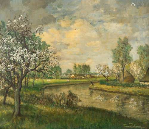 Frans PEREBOOM (1897-1969) 'Lente Aan De Leie' oil on canvas...
