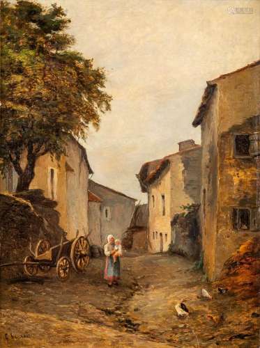 Frédéric HENRIET (1826-1918) 'Village View' oil on panel. 18...
