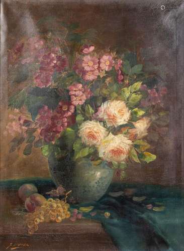 Georges DUVAL (1920-1993) 'Flower Vase' oil on canvas. (W: 6...