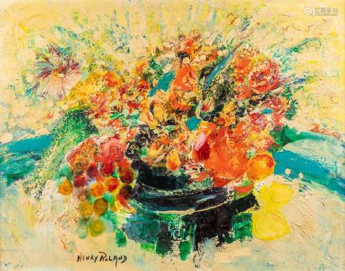 Henry ROLAND (1919-2000) 'Flower Vase' oil on canvas. (W: 93...