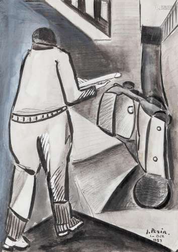 Jacques PERIN (1936) 'La Bète', watercolour on paper. 1987. ...
