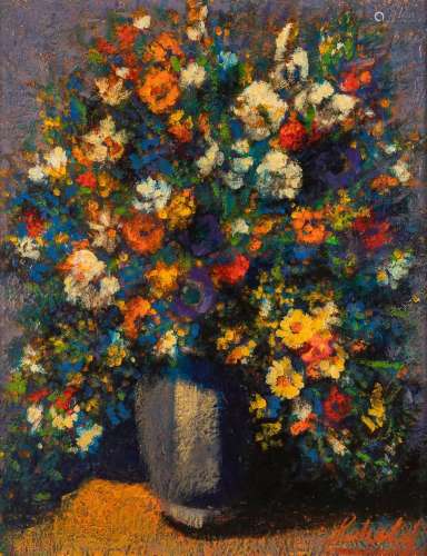 Maurice SCHELCK (1906-1987) 'Flower vase' oil on canvas. (W:...