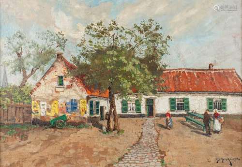 Jules MERCKAERT (1872-1924) 'Farmhouse' oil on canvas. (W: 5...