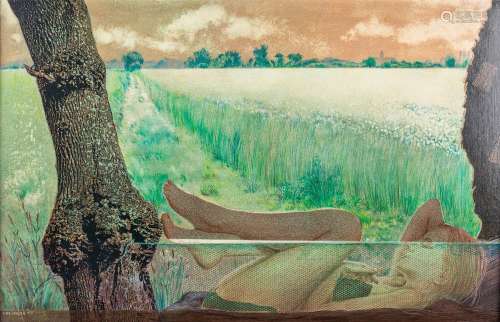Paul DE COCKER (1931) 'Bloeiend koren', mixed media on panel...