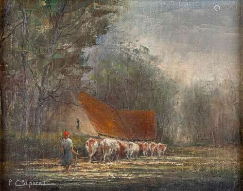 Pros COLPAERT (1923-1990) 'Koeien naar weide' oil on canvas....