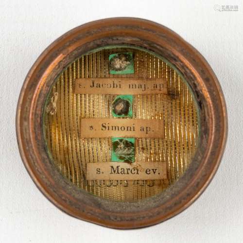 A sealed theca with relics Ex Ossibus S. Jacobi Major Ap, S....