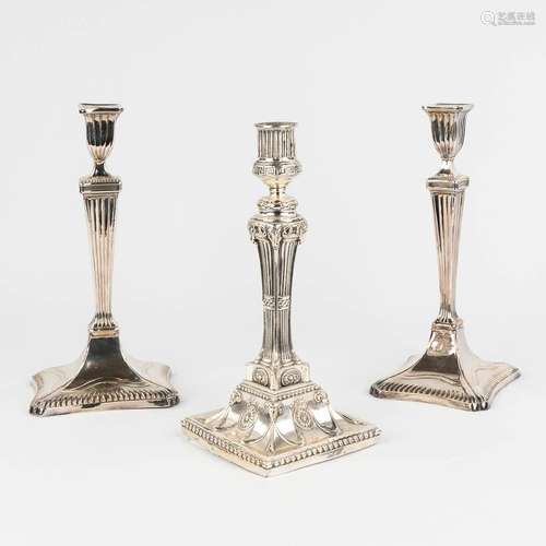 A collection of 3 silver candlesticks, of which 2 are a pair...