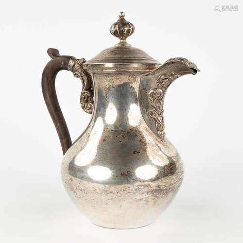 A Chocolat pot, Chocolatière, silver, Belgium. 19th Century....