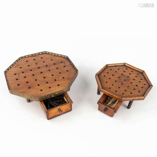 A pair of antique boardgames, wood, 19th century. (L: 17 x W...