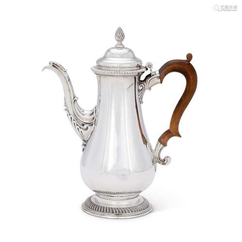 A GEORGE III SILVER BALUSTER COFFEE POT