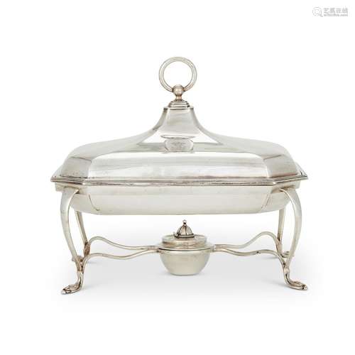 A VICTORIAN SILVER CANTED RECTANGULAR WARMING DISH