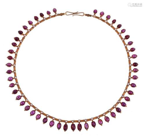 CARLO & ARTHUR GIULIANO, A GOLD, RUBY AND SEED PEARL NEC...