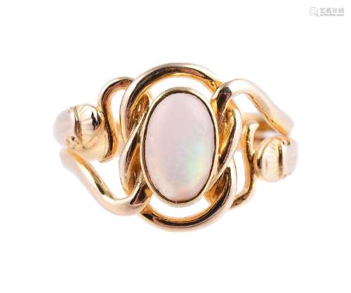 AN EARLY 19TH CENTURY FRENCH GOLD AND OPAL RING, CIRCA 1819-...