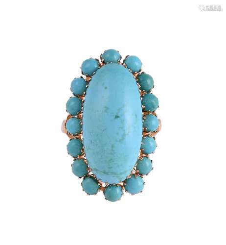 A TURQUOISE CLUSTER DRESS RING