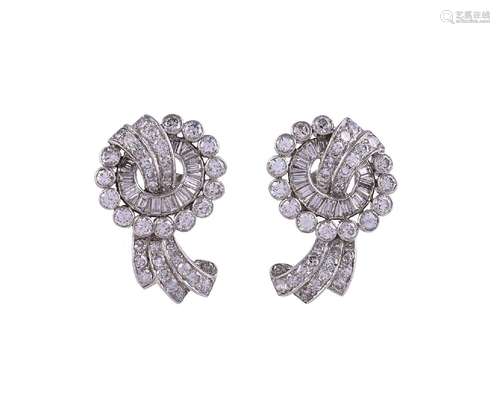 A PAIR OF MID 20TH CENTURY DIAMOND EAR STUDS