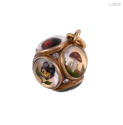 A VICTORIAN GOLD, DIAMOND AND ESSEX CRYSTAL ORB PENDANT, CIR...