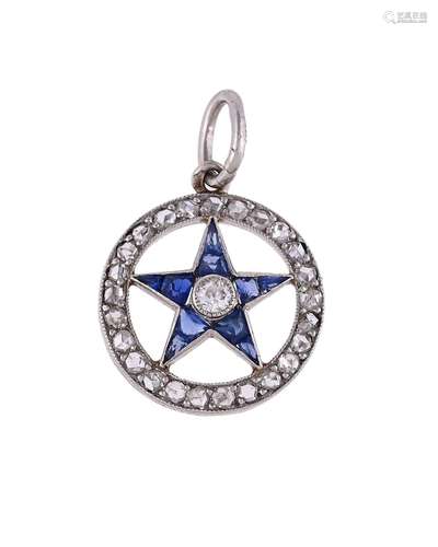 CARTIER, A 1930S FRENCH SAPPHIRE AND DIAMOND STAR PENDANT