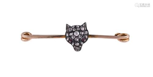 A LATE VICTORIAN ROSE CUT DIAMOND FOX HEAD STOCK PIN, CIRCA ...