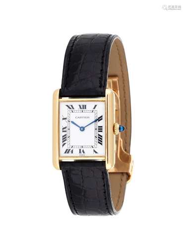 CARTIER, TANK, AN 18 CARAT GOLD WRIST WATCH