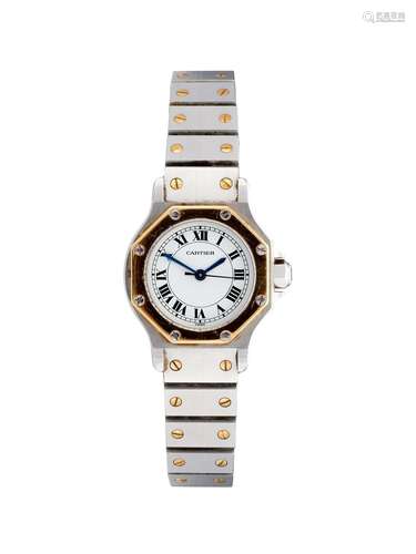 CARTIER, SANTOS RONDE, A LADY'S BI-METAL BRACELET WATCH