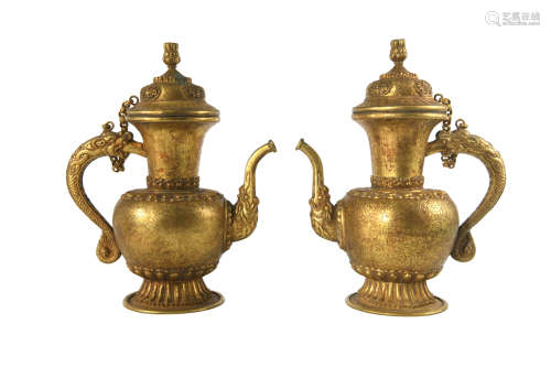 Two Gilt Bronze Pots