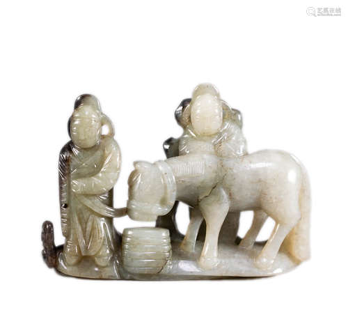 White Jade Drinking Horse Ornament