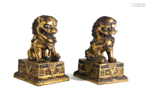 Gilt Bronze Lions