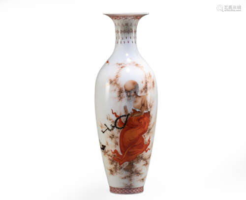 Red Robed Arhat Vase, Wang Bu Mark