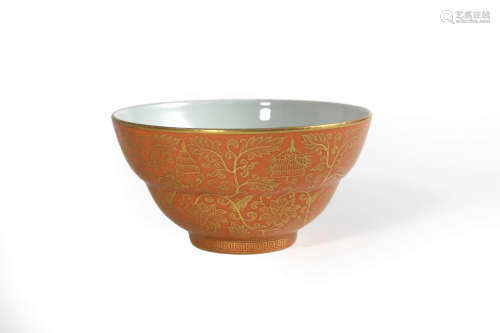 Iron-Red Gold Decoration Bowl