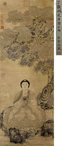 Chinese Painting, Ink And Color On Silk, Ding Guanpeng Mark