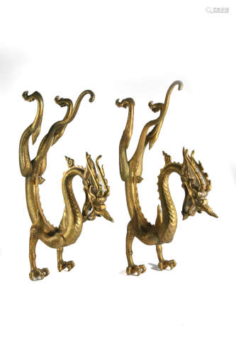 Gilt Bronze Double Dragons