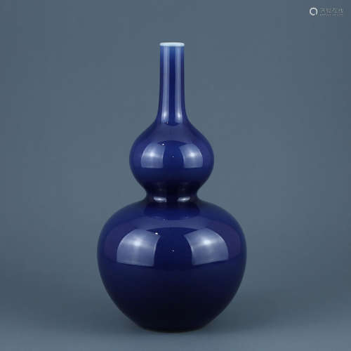 清乾隆霁蓝釉葫芦瓶
