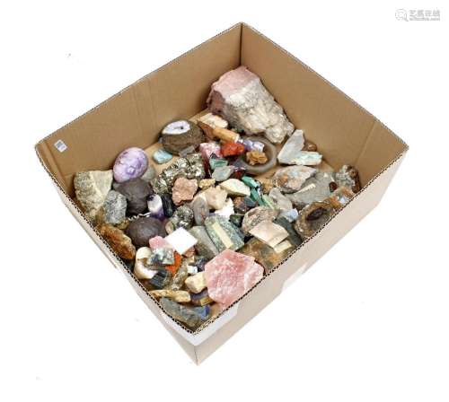 Box of various minerals