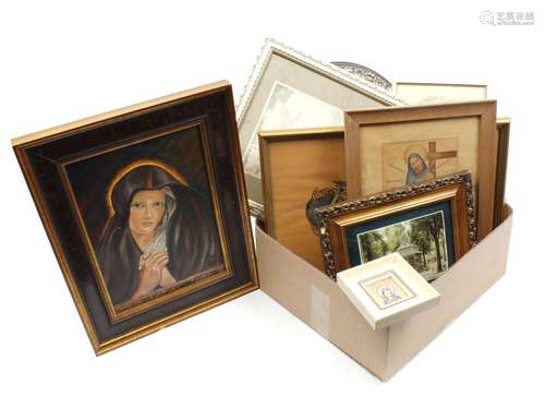 Box of various religious wall decorations