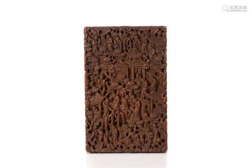 CHINESE EXPORT CARVED BOXWOOD CARD CASE