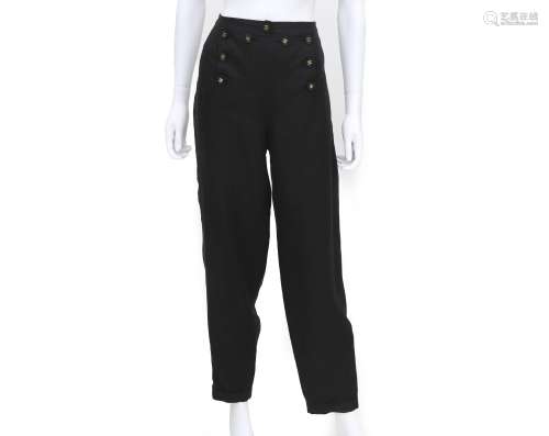 A black Chanel Boutique trousers with cc logo buttons. Nine ...