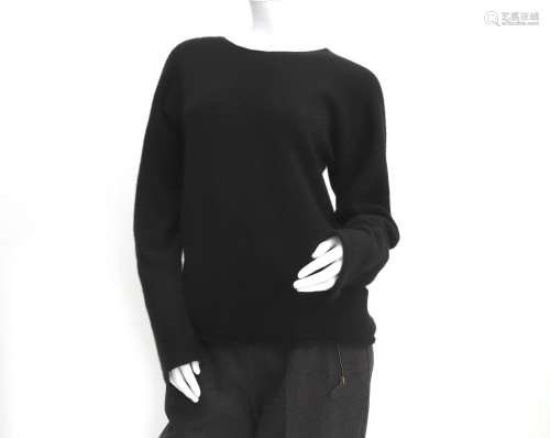 A black Hermès sweater with a round neckline. Fabric: 100% c...