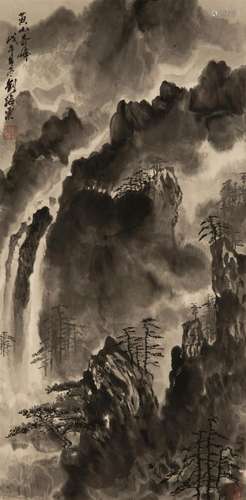 LIU HAISU (1896-1994), INKY LANDSCAPE SCROLL