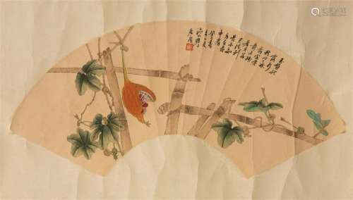 JU LIAN (1828-1904), BITTER LEMON FAN PAINTING