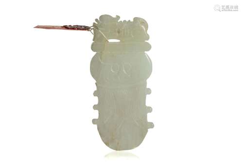 CHINESE JADE AXE-FORM TIGER PENDANT