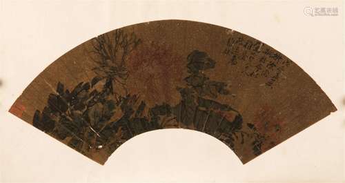 WAN WEIQI (1846-1891), FLOWER FAN PAINTING