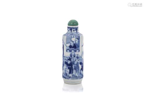 CHINESE BLUE AND WHITE PORCELAIN SNUFF BOTTLE