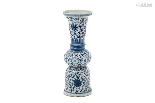 A CHINESE BLUE AND WHITE GU FORM VASE